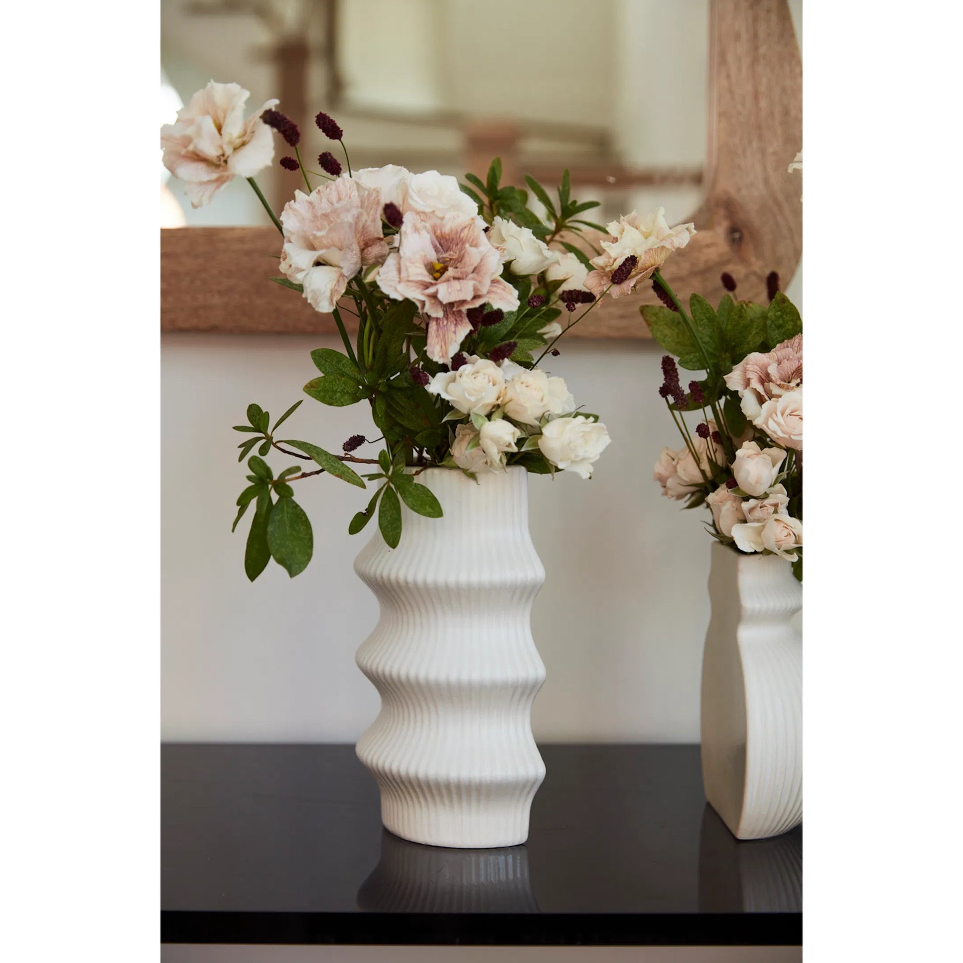 Claude Vase Bookend by Accent Decor in off-white. Made from ceramic in a modern style.