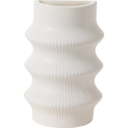 Claude Vase Bookend by Accent Decor in off-white. Made from ceramic in a modern style.