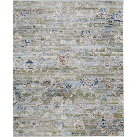 Melrose Traditional & Botanical Rug - MEL39P3F by Feizy in green, ivory, blue. Made from polypropylene, polyester, viscose in a unique style.