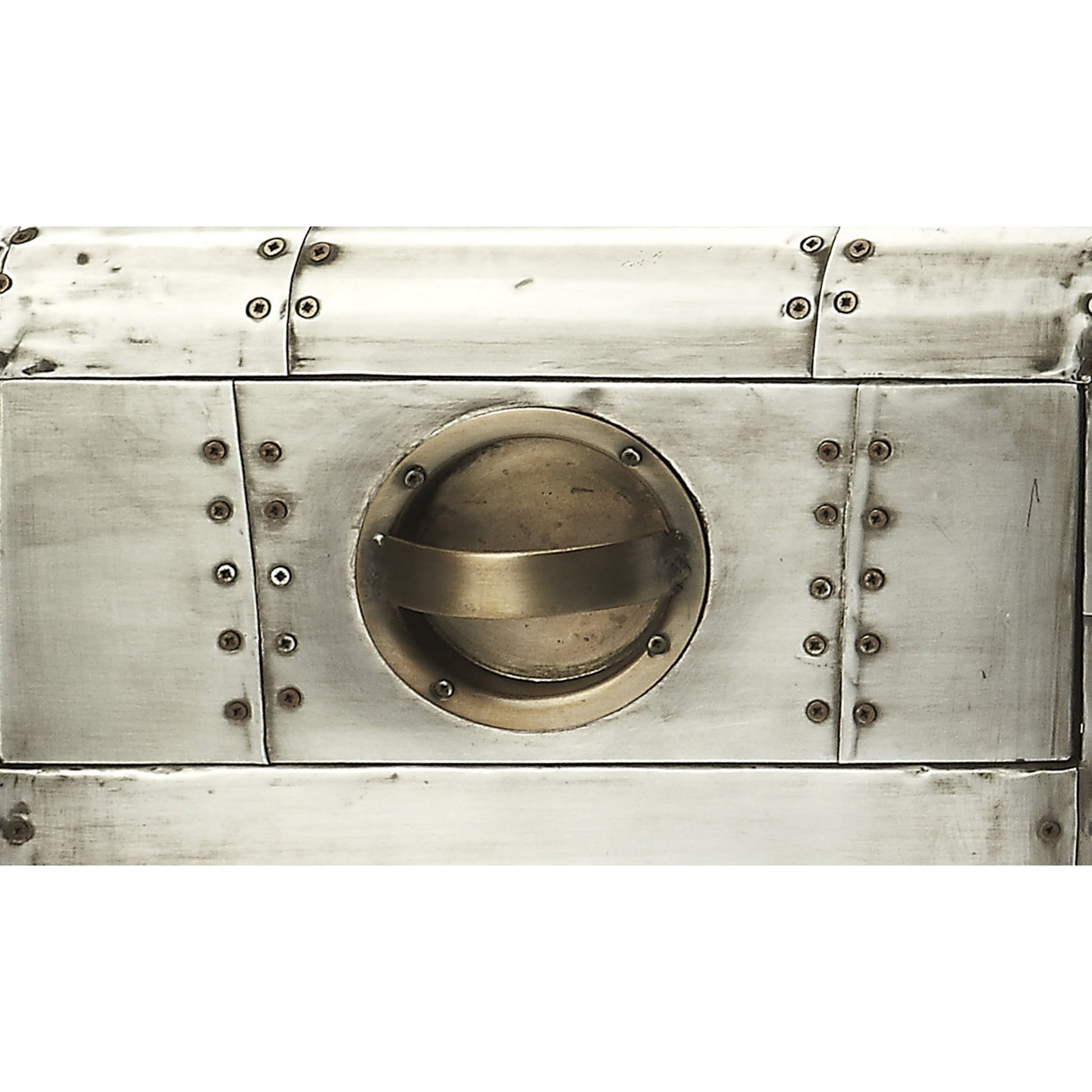 Yeager Aviator Side Table by Butler Specialty Company in gray and industrial chic. Made from mango wood solids, mdf, aluminum in a modern style.