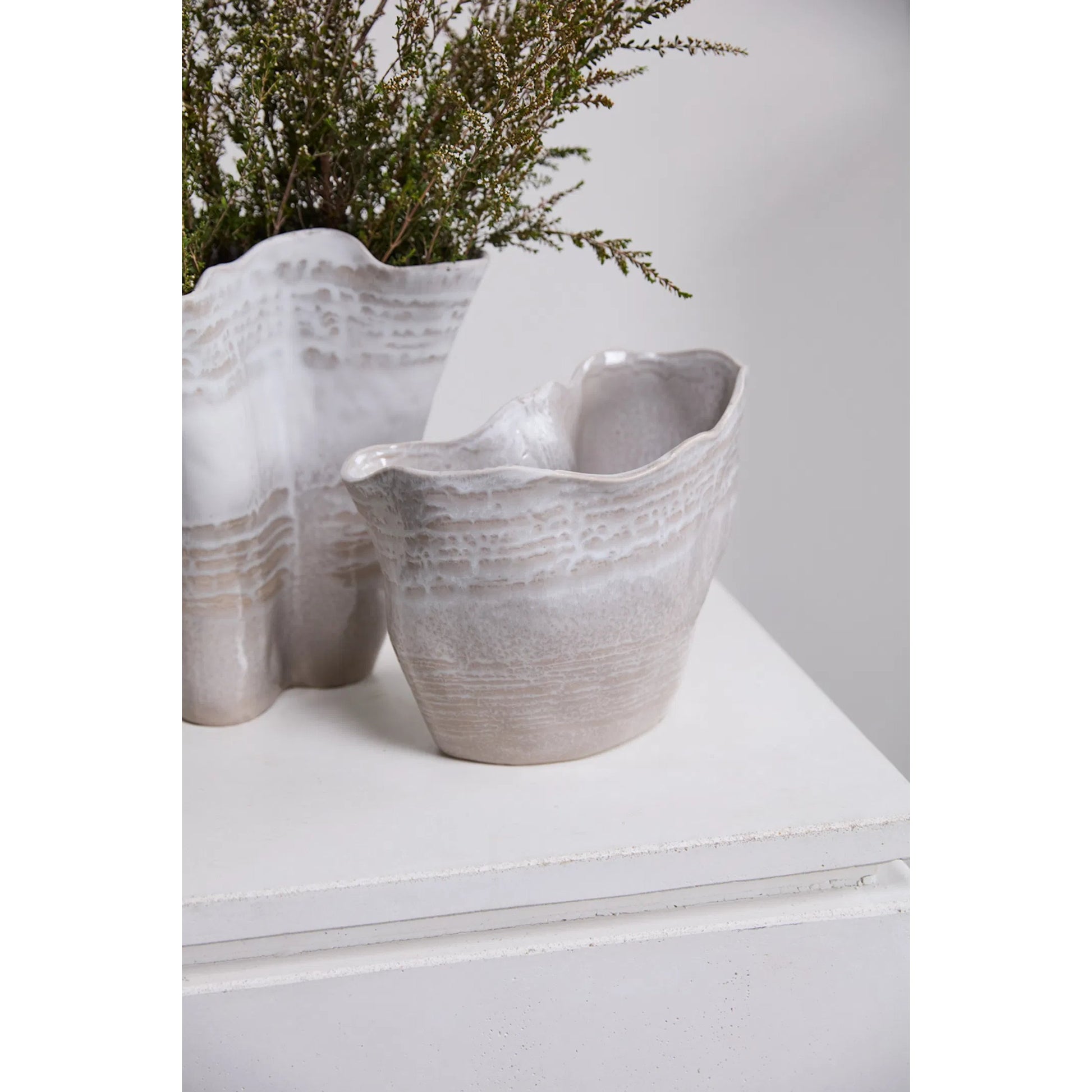Claribel Vase by Accent Decor in off, white. Made from ceramic in a unique style.