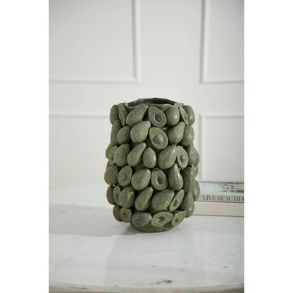 Layered Avocado Vase by Accent Decor in green. Made from ceramic in a unique style.