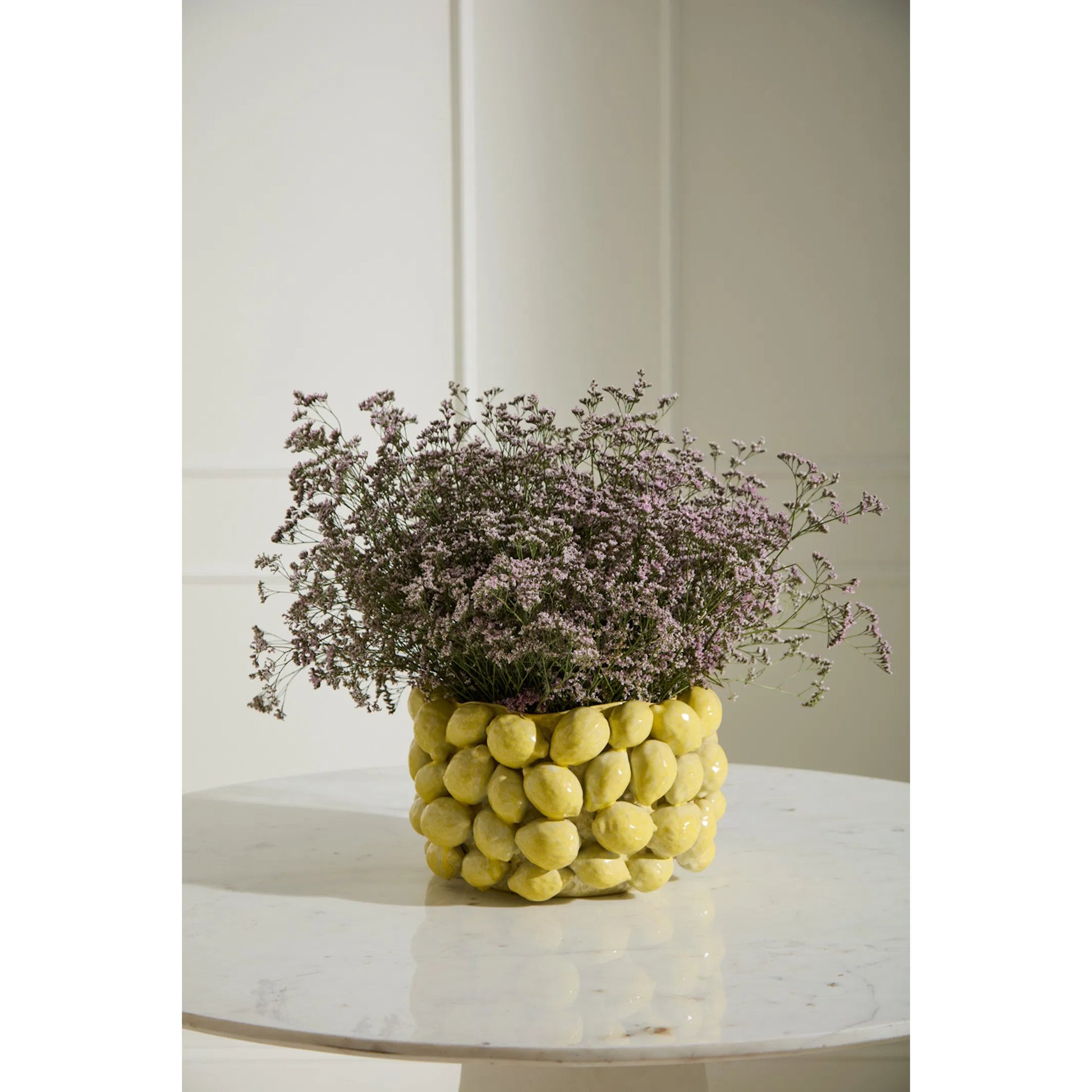 Layered Lemon Pot by Accent Decor in yellow. Made from ceramic in a unique style.
