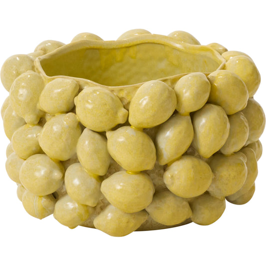 001 SI-2539807 | Primary Silo | Layered Lemon Pot by Accent Decor in yellow. Made from ceramic in a unique style.