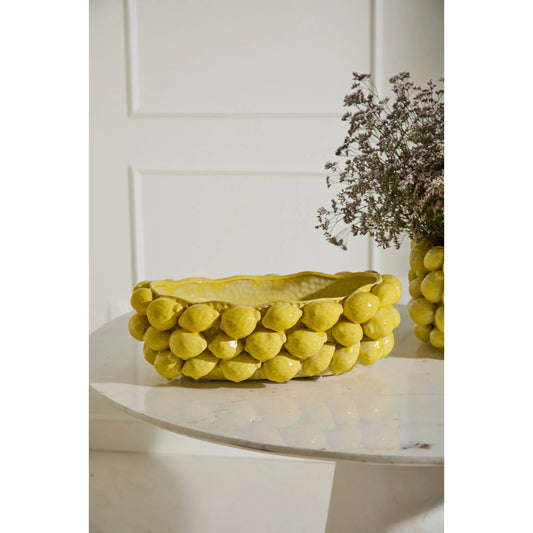 Layered Lemon Bowl by Accent Decor in yellow. Made from ceramic in a unique style.