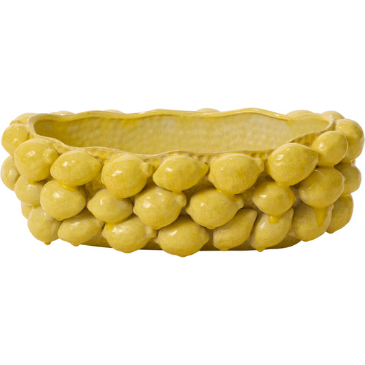 Layered Lemon Bowl by Accent Decor in yellow. Made from ceramic in a unique style.
