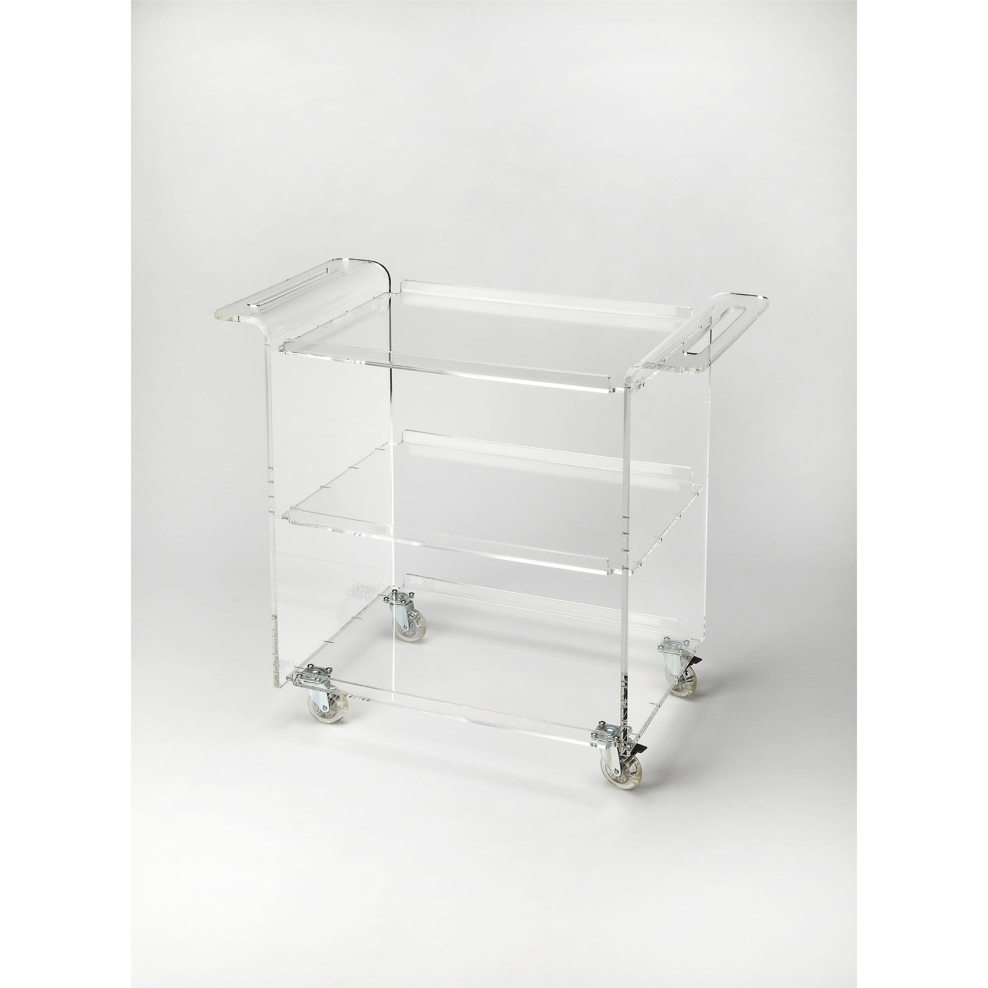 Crystal Clear Acrylic Trolley Server by Butler Specialty Company in clear and clear acrylic. Made from clear acrylic in a modern style.