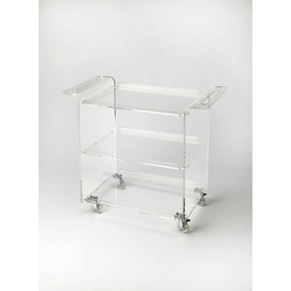 Crystal Clear Acrylic Trolley Server by Butler Specialty Company in clear and clear acrylic. Made from clear acrylic in a modern style.