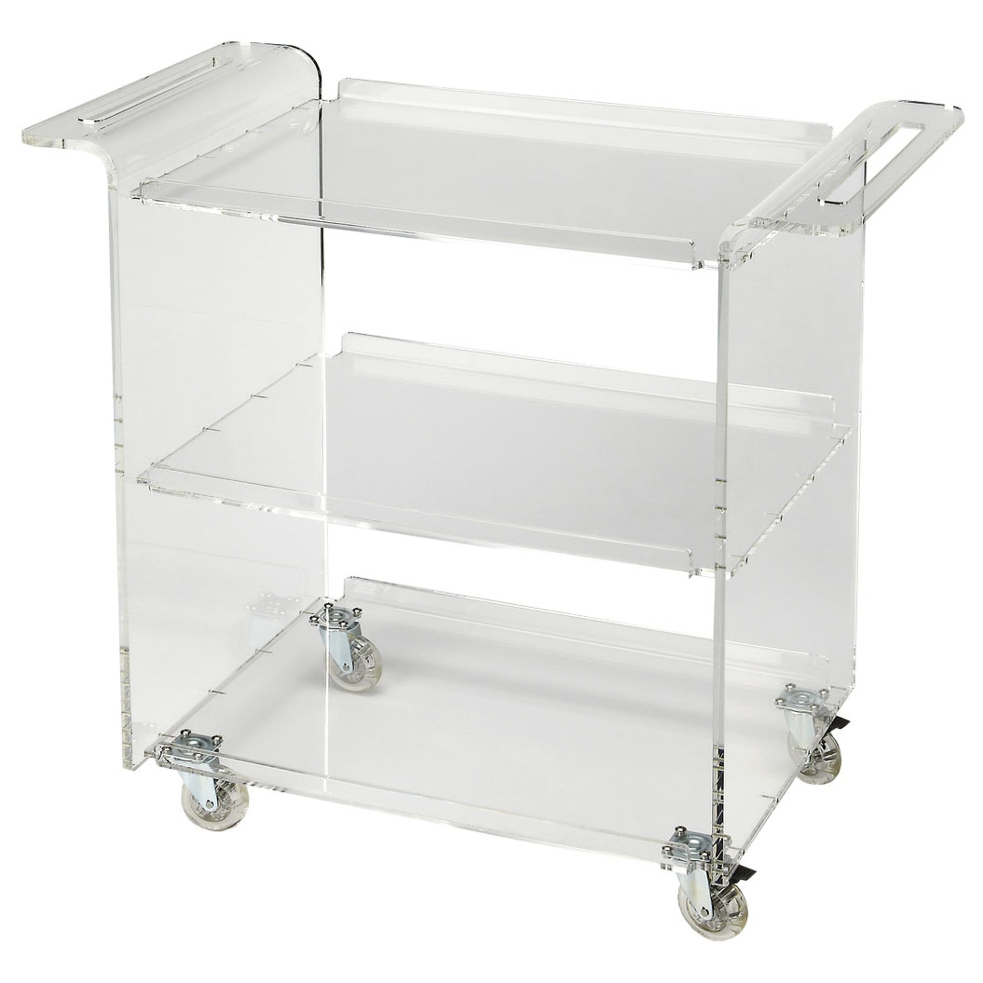 Crystal Clear Acrylic Trolley Server by Butler Specialty Company in clear and clear acrylic. Made from clear acrylic in a modern style.