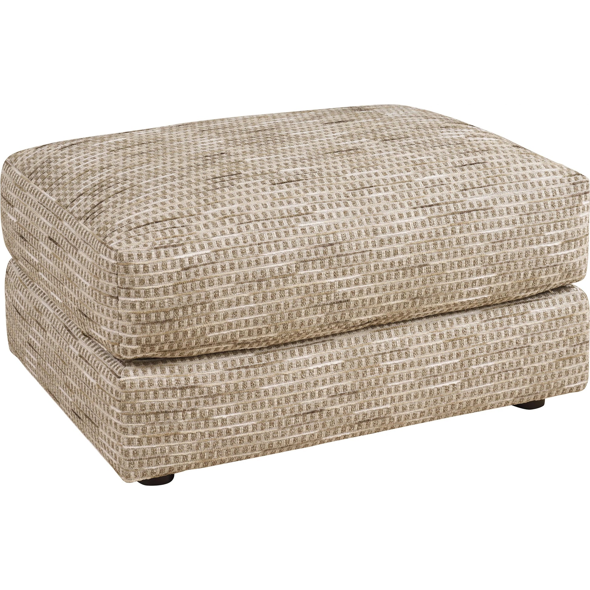 Millington Ottoman by Barclay Butera in beige, tan. Made from mahogany, fabric in a unique style.