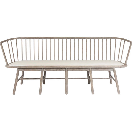 Spindle Long Bench by Global Views. Made from american oak in a coastal style.