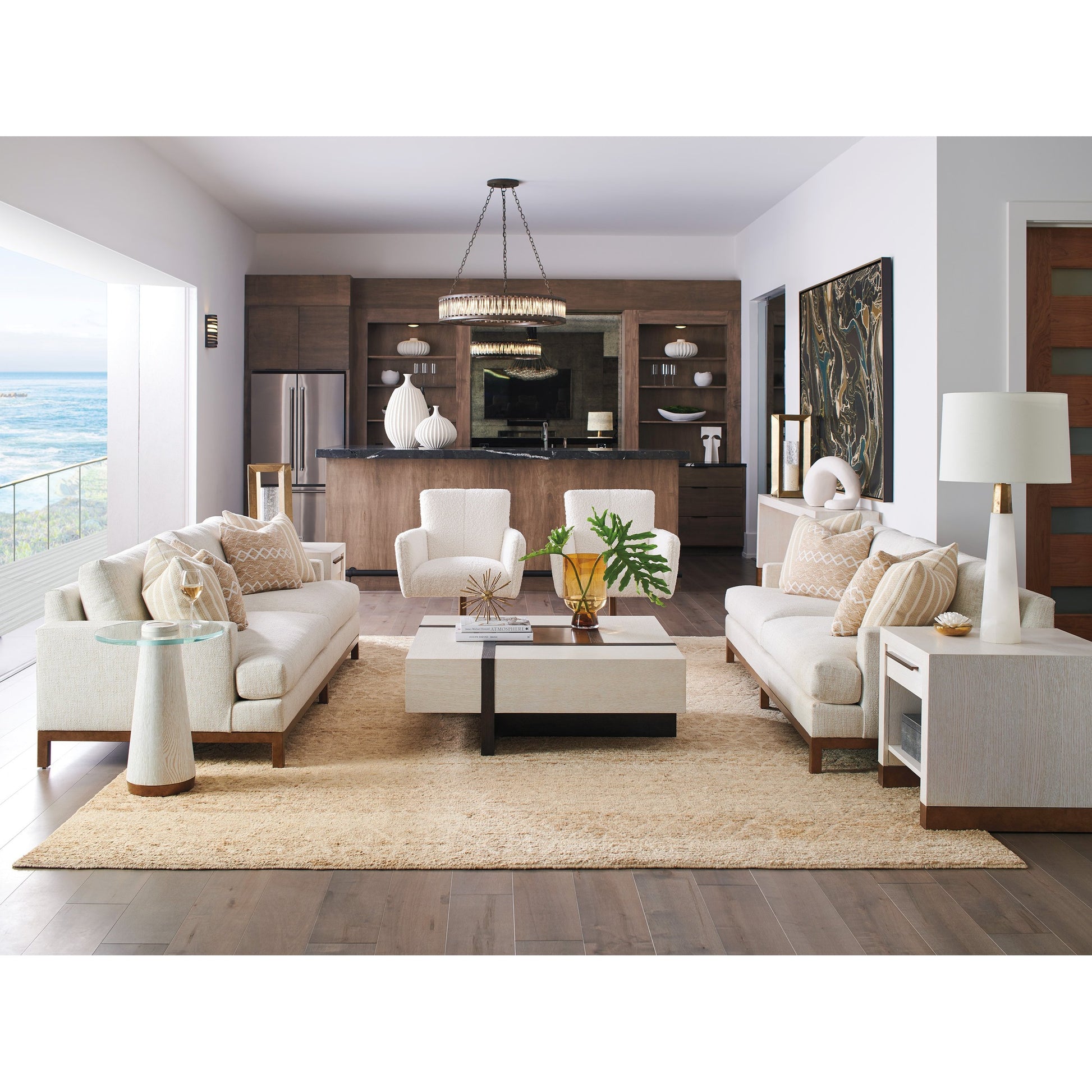 Links Square Cocktail Table by Barclay Butera in winter white, dark mocha. Made from unique in a modern style.
