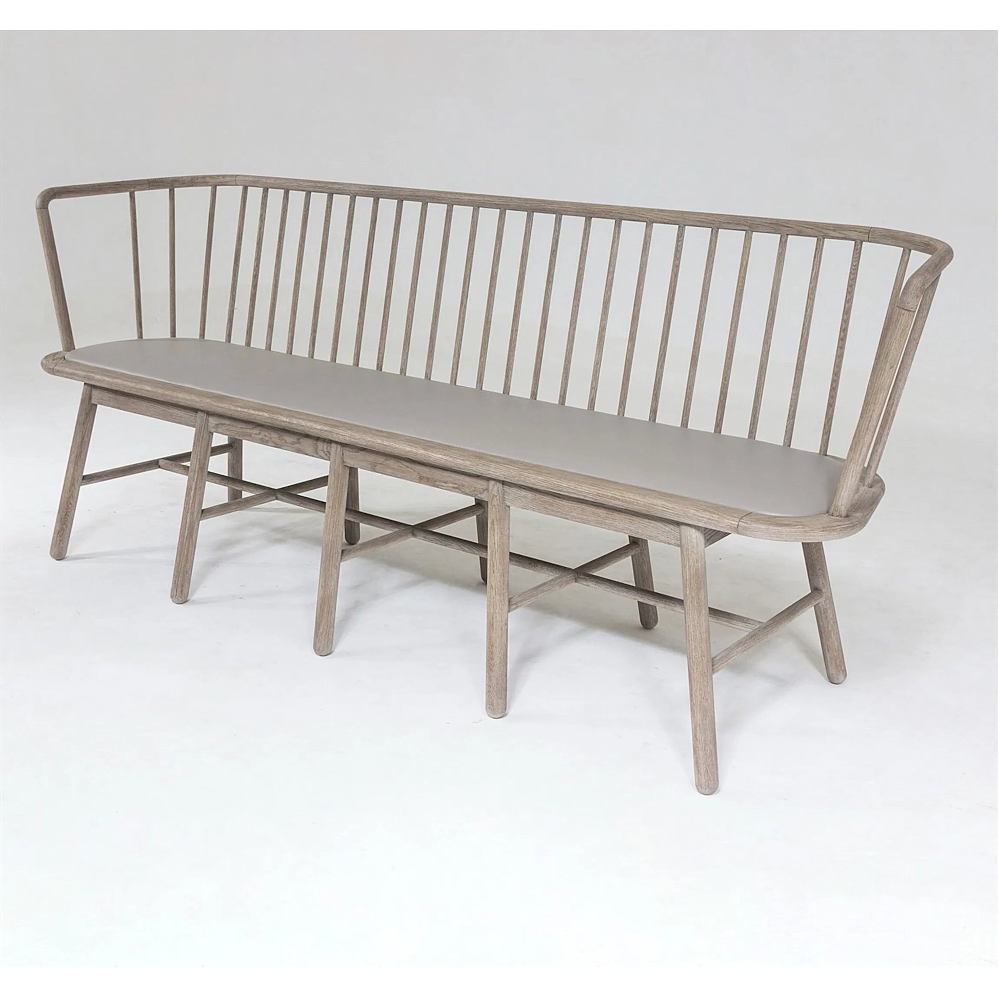 Spindle Long Bench by Global Views. Made from american oak in a coastal style.