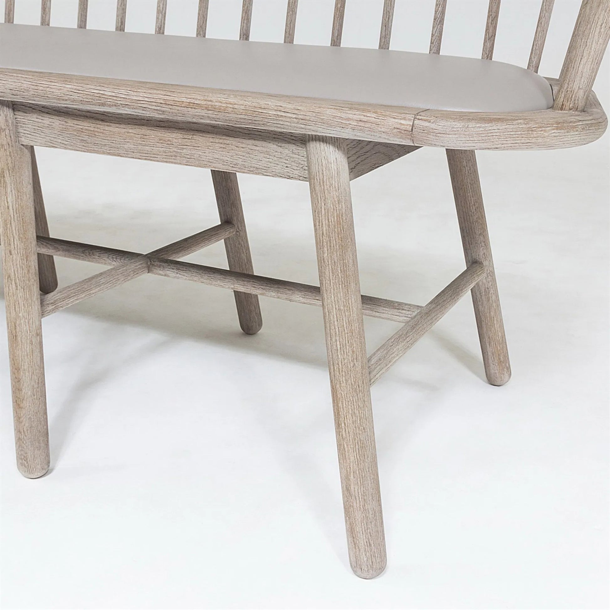 Spindle Long Bench by Global Views. Made from american oak in a coastal style.