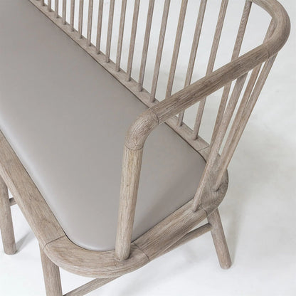 Spindle Long Bench by Global Views. Made from american oak in a coastal style.