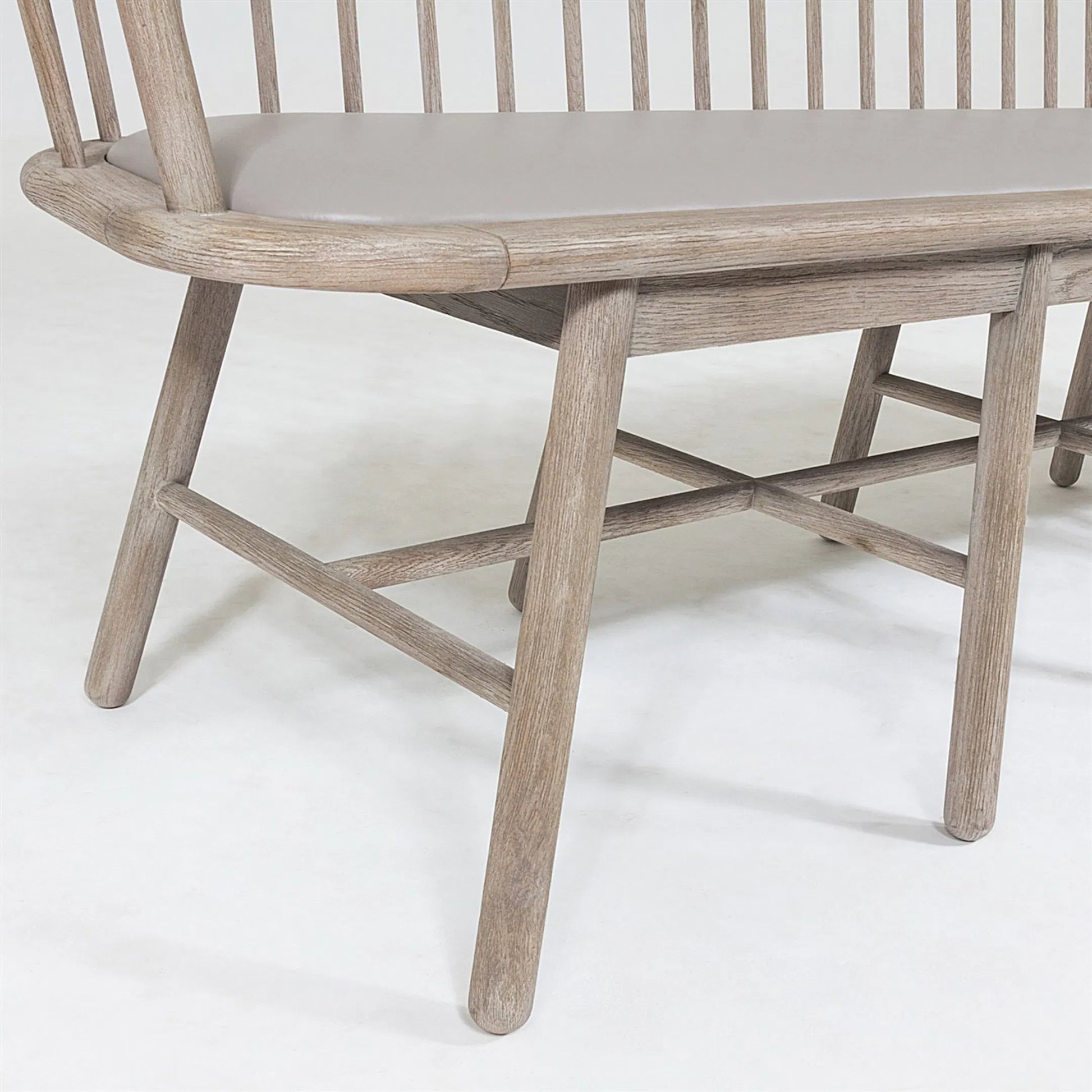 Spindle Long Bench by Global Views. Made from american oak in a coastal style.
