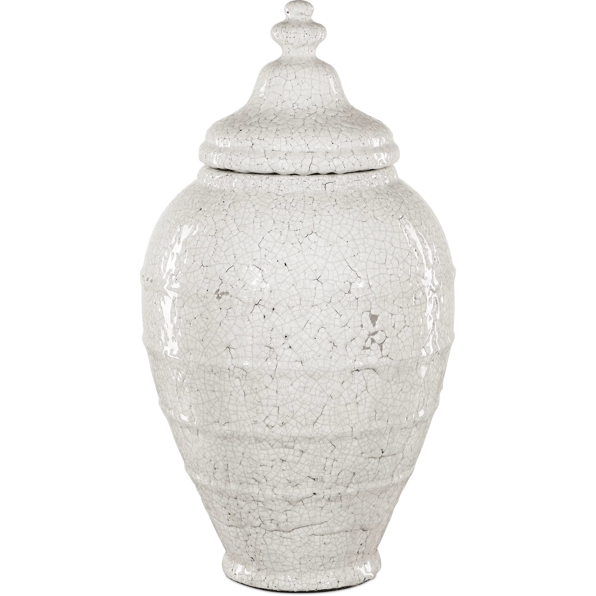 Virginal Jar by Currey and Company in antique white. Made from terracotta in a modern style.