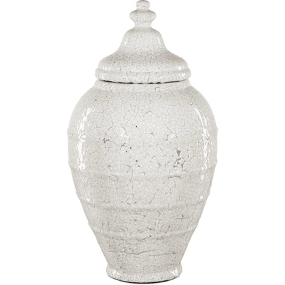 Virginal Jar by Currey and Company in antique white. Made from terracotta in a modern style.