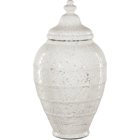 Virginal Jar by Currey and Company in antique white. Made from terracotta in a modern style.
