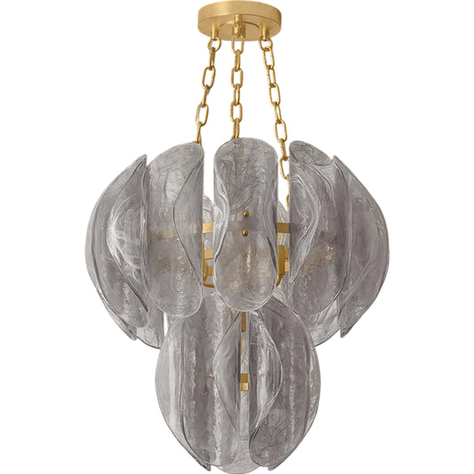 Anatase 5-Light Chandelier by Corbett in vintage gold leaf. Made from iron in a unique style.