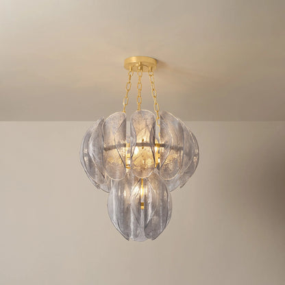 Anatase 5-Light Chandelier by Corbett in vintage gold leaf. Made from iron in a modern style.