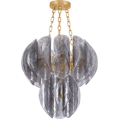 Anatase 5-Light Chandelier by Corbett in vintage gold leaf. Made from iron in a modern style.