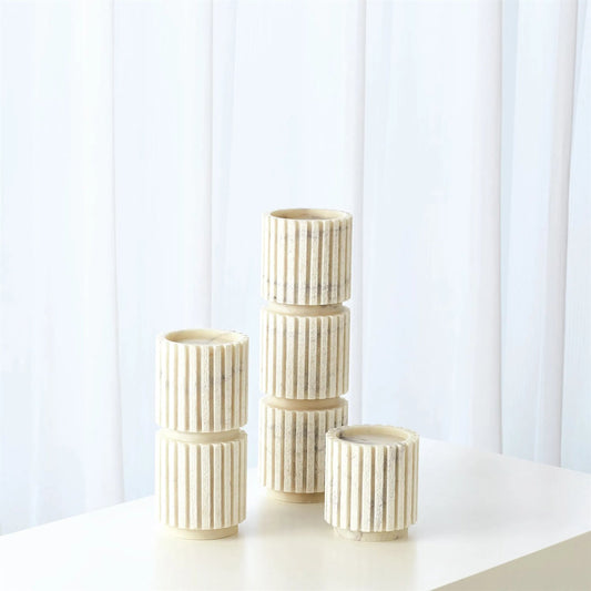 Channel Pillar Holder by Global Views in white marble. Made from banswara marble in a eclectic & global style.