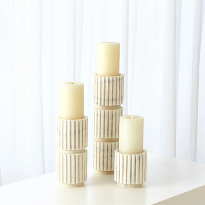Channel Pillar Holder by Global Views in white marble. Made from banswara marble in a eclectic & global style.