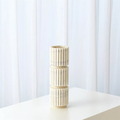 Channel Pillar Holder by Global Views in white marble. Made from banswara marble in a eclectic & global style.