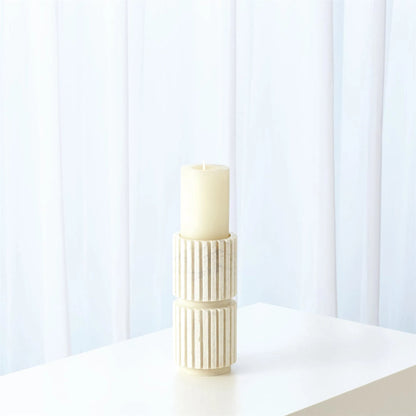 Channel Pillar Holder by Global Views in white marble. Made from banswara marble in a eclectic & global style.