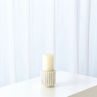 Channel Pillar Holder by Global Views in white marble. Made from banswara marble in a eclectic & global style.