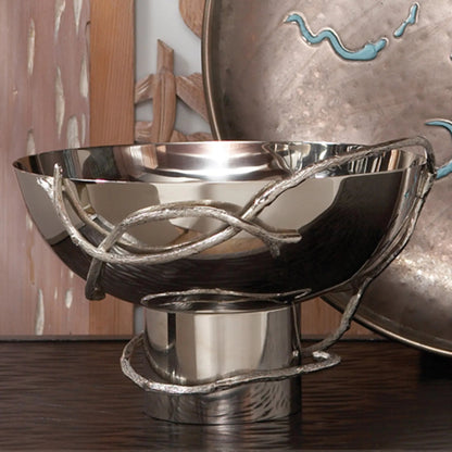Twig Bowl by Global Views in nickel. Made from stainless steel in a modern style.
