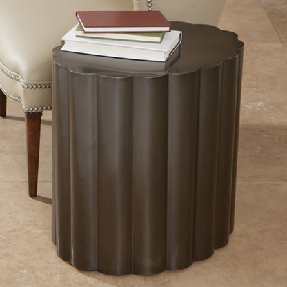 Fluted Table by Global Views in antique bronze. Made from stainless steel in a modern style.