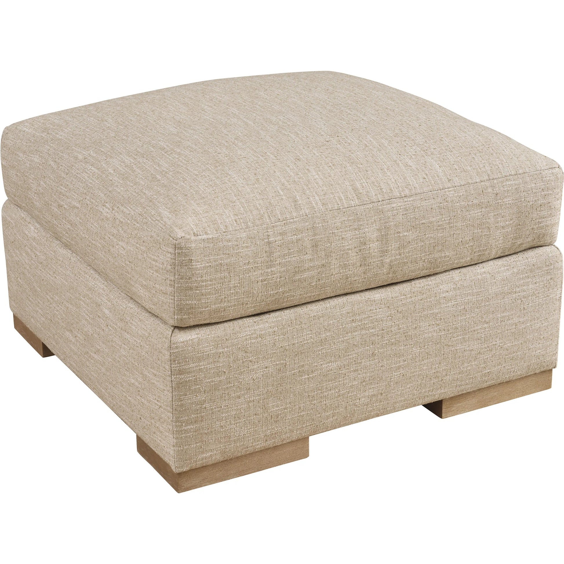 Shaws Cove Bumper Ottoman by Barclay Butera in beige, tan and tan. Made from mahogany, fabric in a unique style.