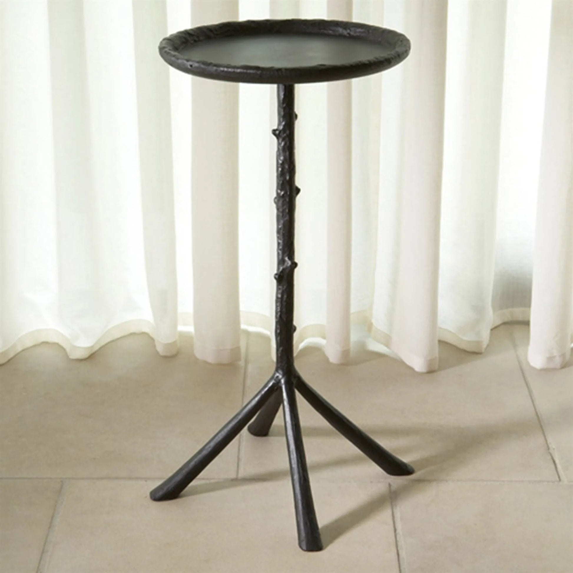 Mini Twig Table by Global Views in black powder coat. Made from aluminum in a rustic style.