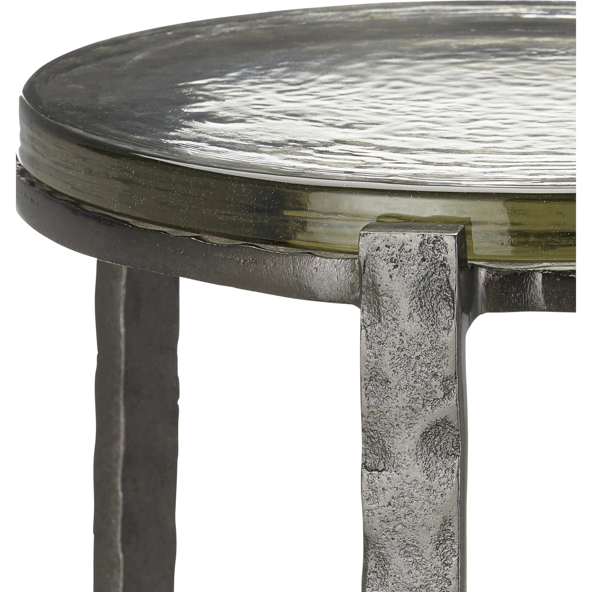 Acea Drinks Table by Currey and Company. Made from cast aluminum, cast glass in a modern style.