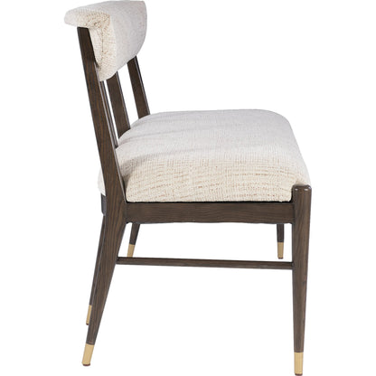 Arlan Bench by Currey and Company in coffee brown, antique brass. Made from ash wood, brass in a modern style.