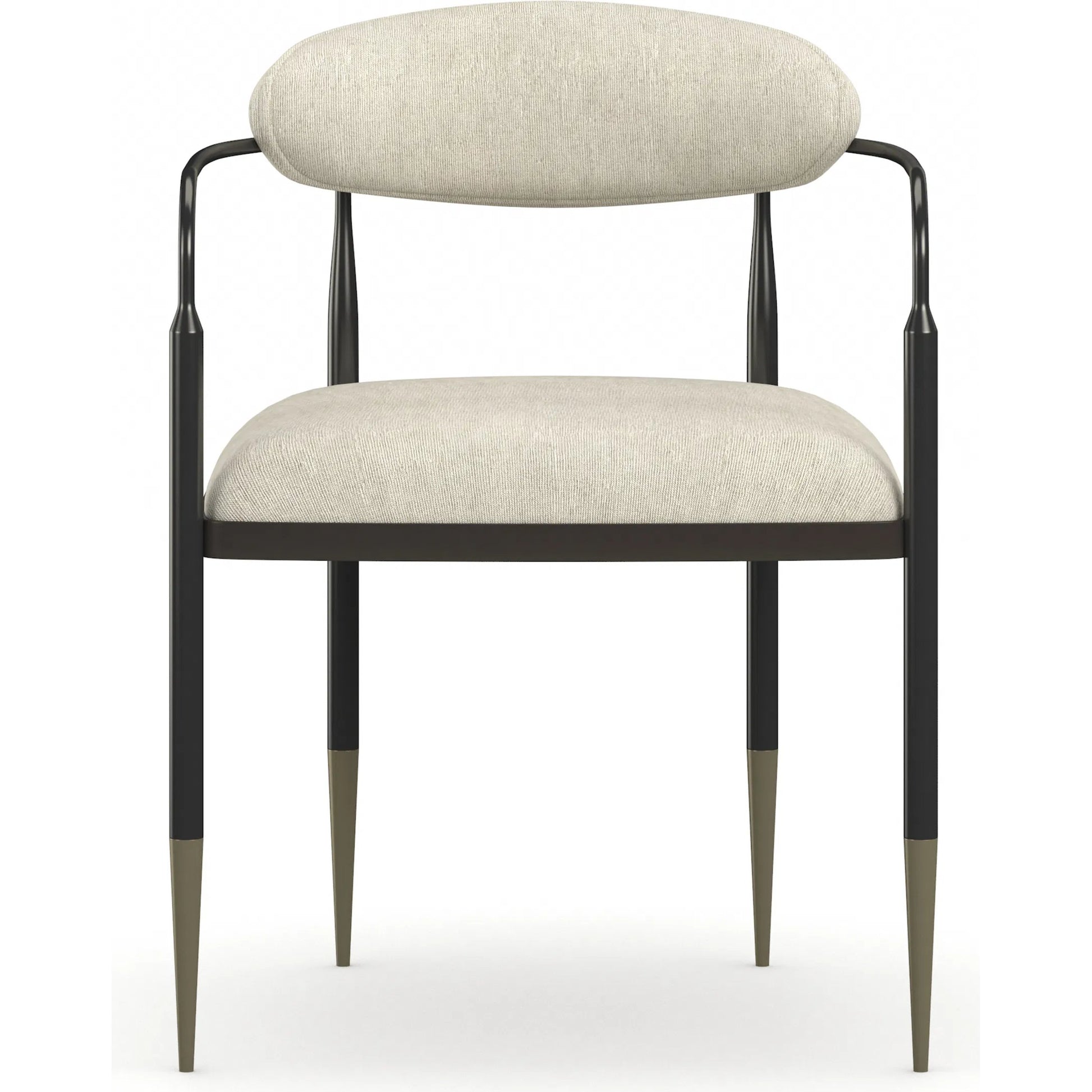 Epoch Armchair by Caracole in ivory and deep bronze, champagne gold. Made from unique in a transitional style.