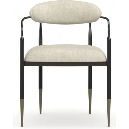 Epoch Armchair by Caracole in ivory and deep bronze, champagne gold. Made from unique in a transitional style.