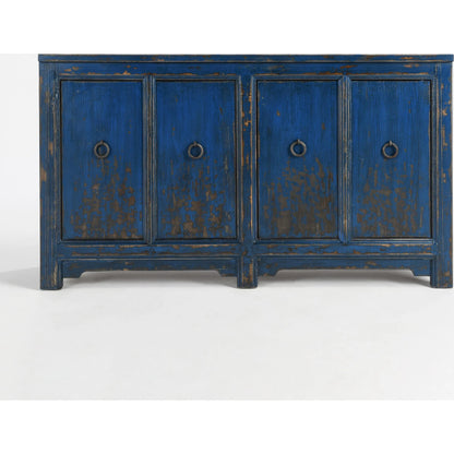 Amherst 4-Drawer Reclaimed Pine Wood Sideboard Buffet by Classic Home in gray. Made from reclaimed pine in a rustic style.