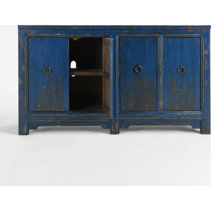 Amherst 4-Drawer Reclaimed Pine Wood Sideboard Buffet by Classic Home in gray. Made from reclaimed pine in a rustic style.