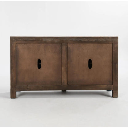 Amherst 4-Drawer Reclaimed Pine Wood Sideboard Buffet by Classic Home in gray. Made from reclaimed pine in a rustic style.