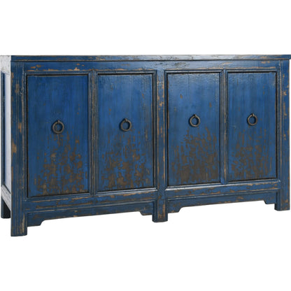 Amherst 4-Drawer Reclaimed Pine Wood Sideboard Buffet by Classic Home in gray. Made from reclaimed pine in a rustic style.