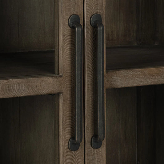 Quincy Display Cabinet by Kosas Home in desert gray. Made from reclaimed pine distressed in a modern style.
