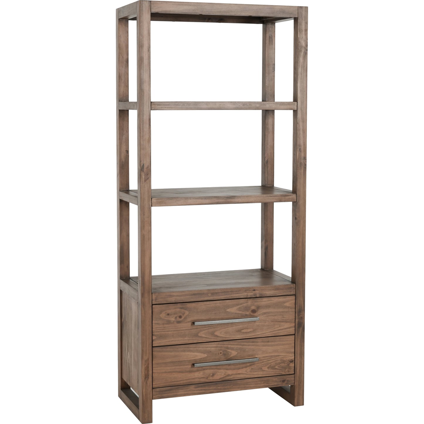 001 SI-2007482 | Primary Silo | Fenmore 2 Drawer Bookcase by Kosas Home in almond brown. Made from pine wood in a modern style.