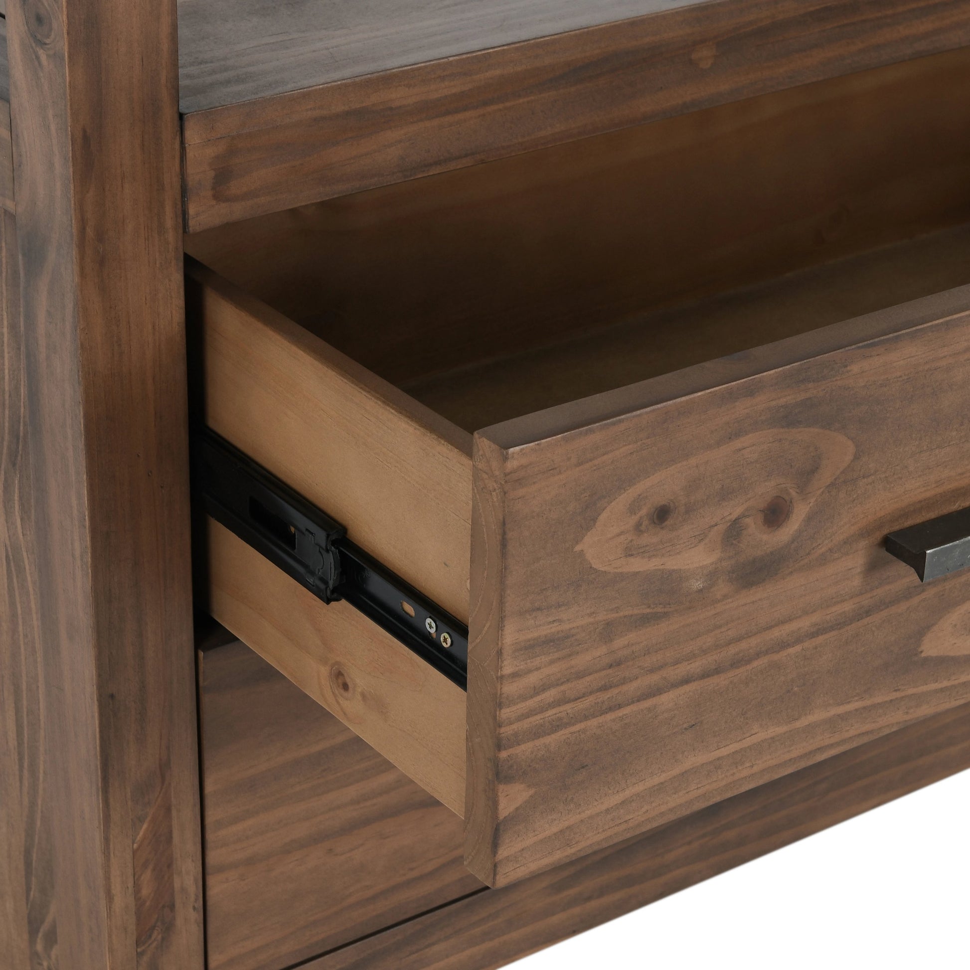 Fenmore 2 Drawer Bookcase by Kosas Home in almond brown. Made from pine wood in a modern style.