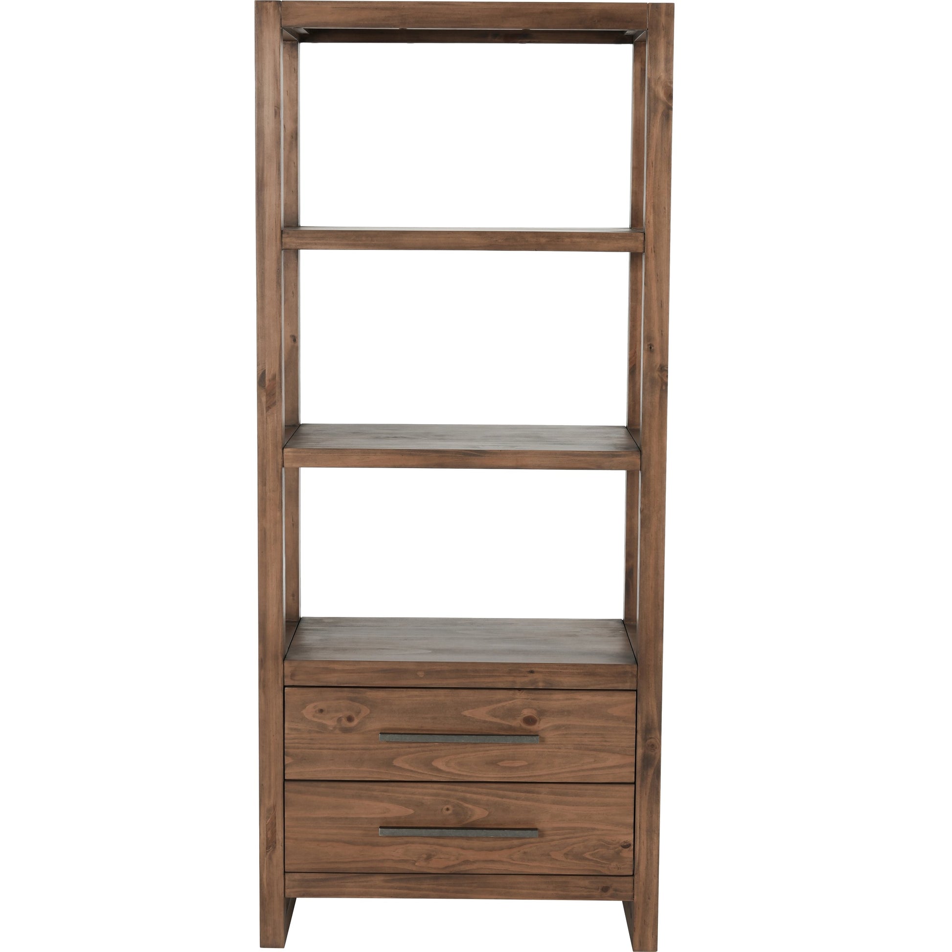 Fenmore 2 Drawer Bookcase by Kosas Home in almond brown. Made from pine wood in a modern style.