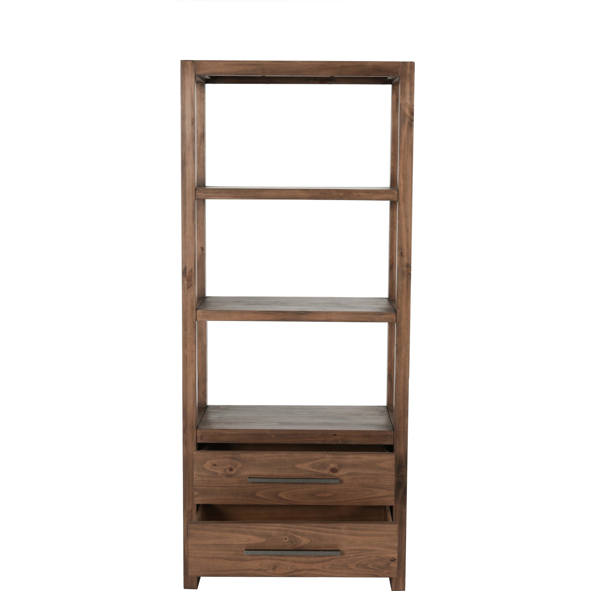 Fenmore 2 Drawer Bookcase by Kosas Home in almond brown. Made from pine wood in a modern style.