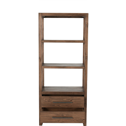 Fenmore 2 Drawer Bookcase by Kosas Home in almond brown. Made from pine wood in a modern style.