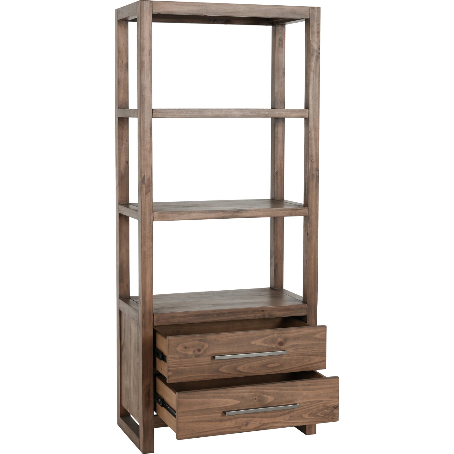 004 SI-2007482 | Additional Silo | Fenmore 2 Drawer Bookcase by Kosas Home in almond brown. Made from pine wood in a modern style.